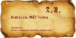 Kubicza Mónika névjegykártya
