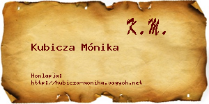 Kubicza Mónika névjegykártya